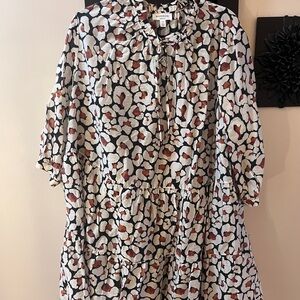 Hudson Jeans White Multi Abstract Animal Print Tiered Dress